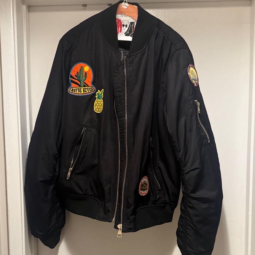 TOPSHOP Women's Black Badged Ma1 Bomber Jacket